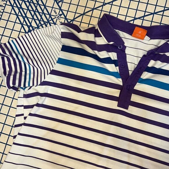 Puma Sport Lifestyle Polo Shirt Size XL Striped White Purple Embroidered Logo - Picture 4 of 7